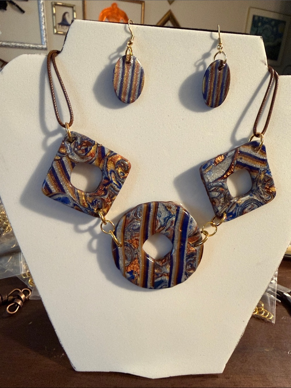 Blue & Brown Statement Jewelry Set